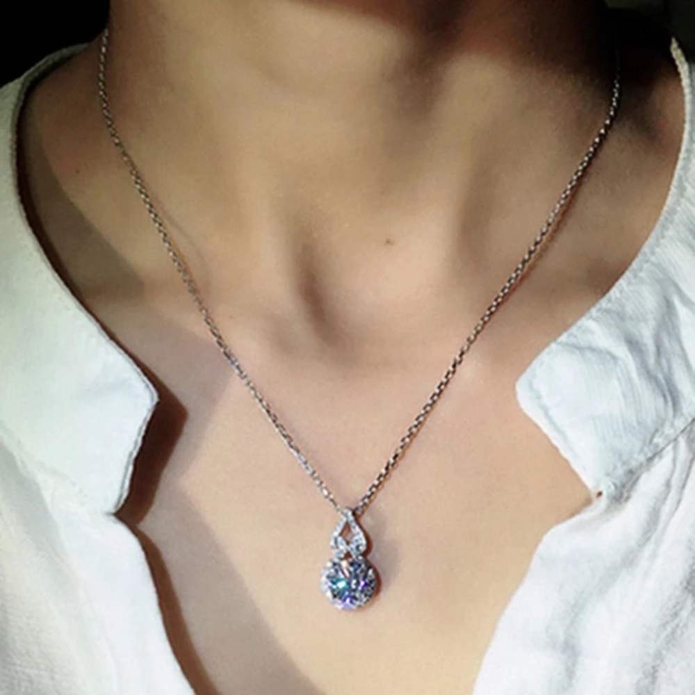 New Silver round diamond necklace - Picture 5 of 5